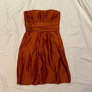 Copper strapless cocktail dress, padded & lined